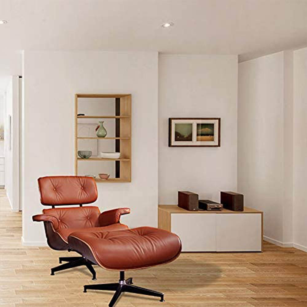 Genuine Leather Recliner Lounge Chair & Ottoman Mid-Century Walnut Soft Armchair | eBay