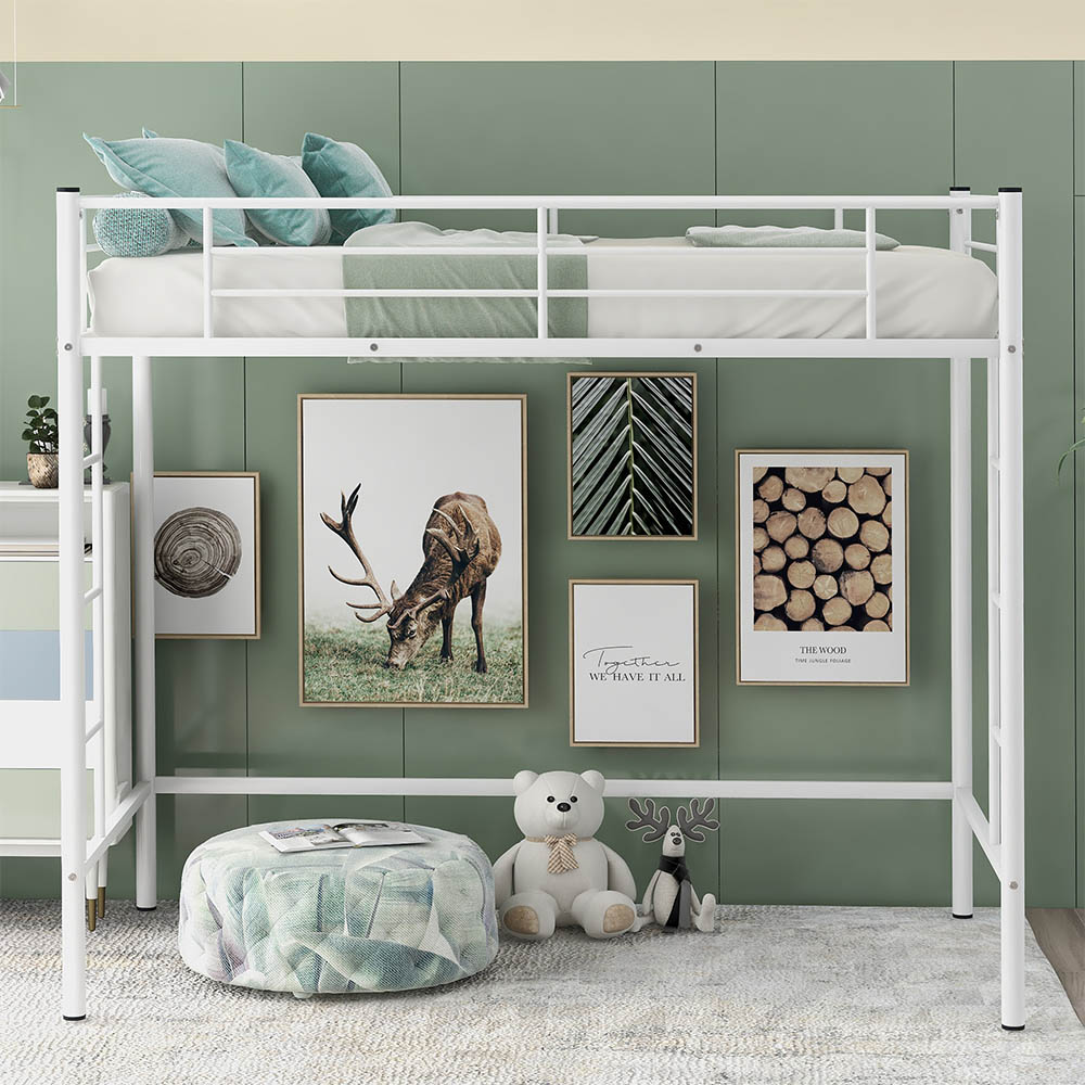 white double loft bed