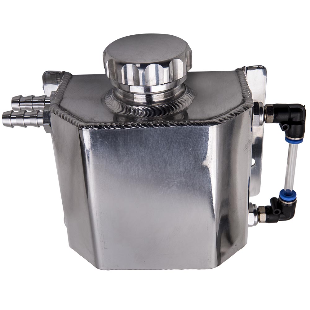 Universal 1L 12mm Coolant Radiator Overflow Recovery Water Tank Bottle Aluminum