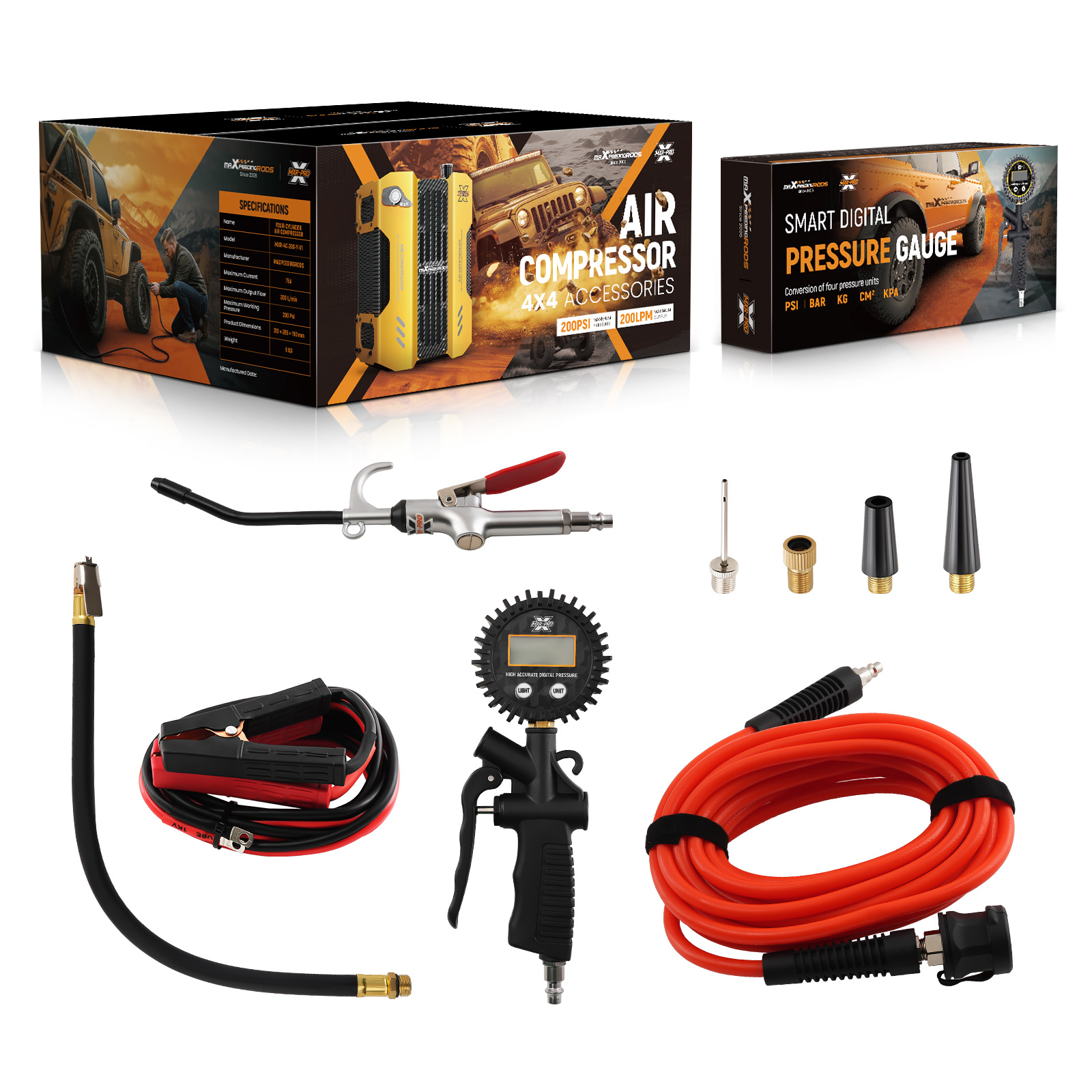 Compresseur Air Portable 200L/min for 4x4 SUV Pick-up Camping 12V 200PSI
