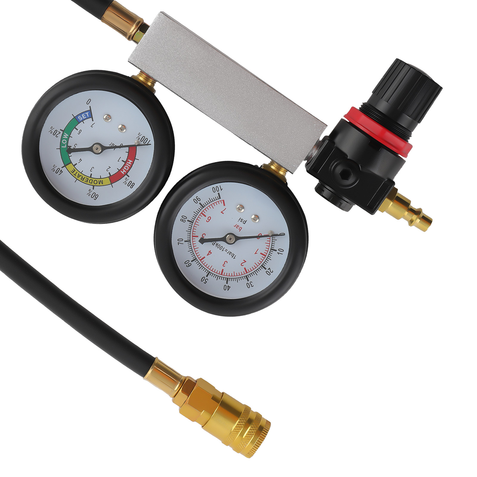 0 ~ 100 PSI Replaceable Cylinder Leak-down Engine Compression Tester Gauges Kit