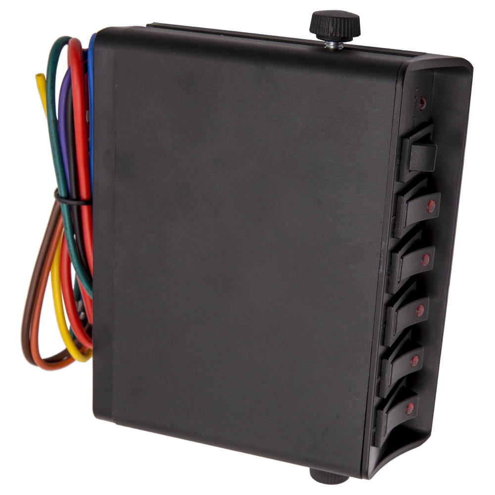 Car Boat Waterproof Rocker Switch Box Strobe Light 6-Gang Switch Panel