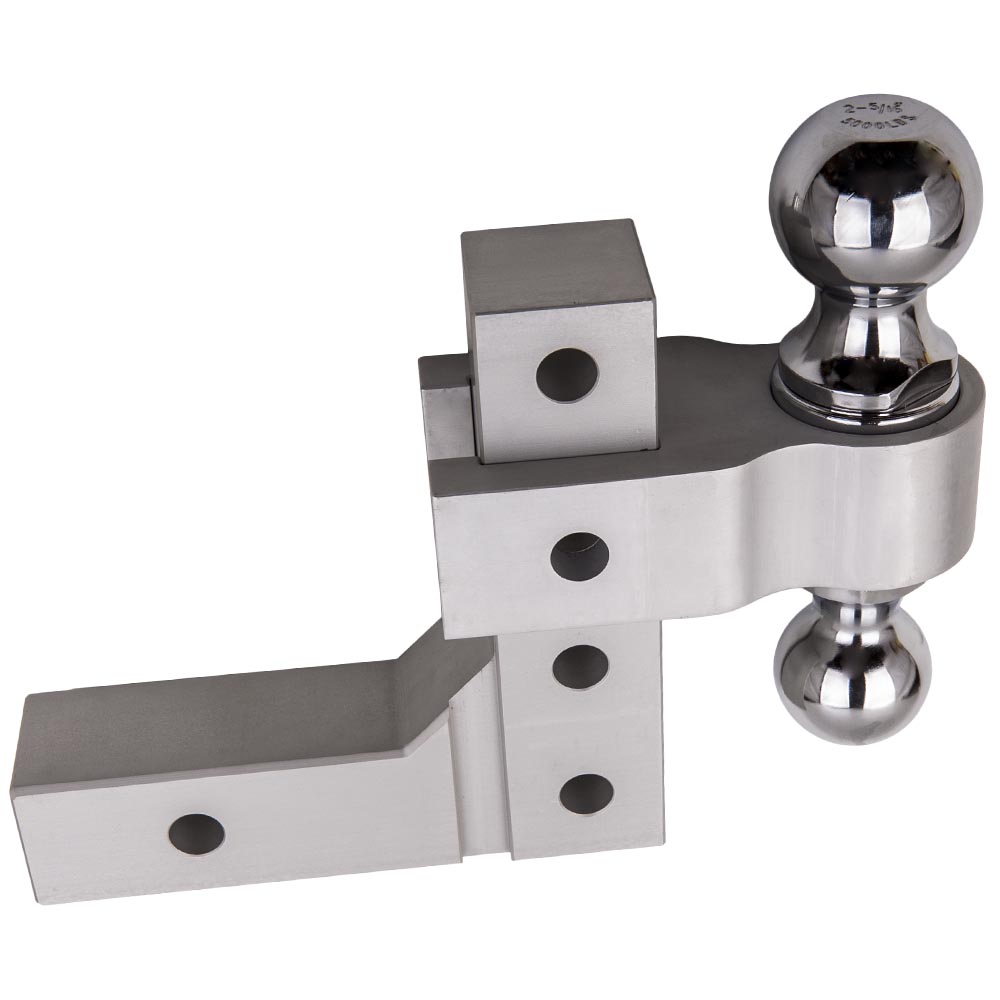 6" Adjustable Trailer Drop Hitch 2" Receiver Dual Balls 2" and 2-5/16