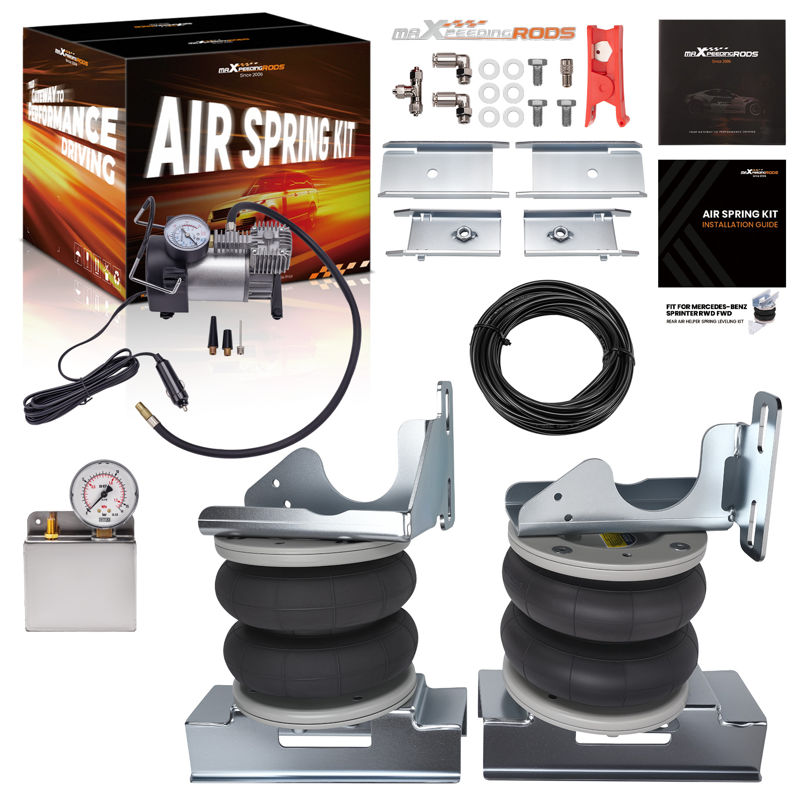 Kit suspension pneumatique arrière avec compresseur for Mercedes Sprinter 4000kg