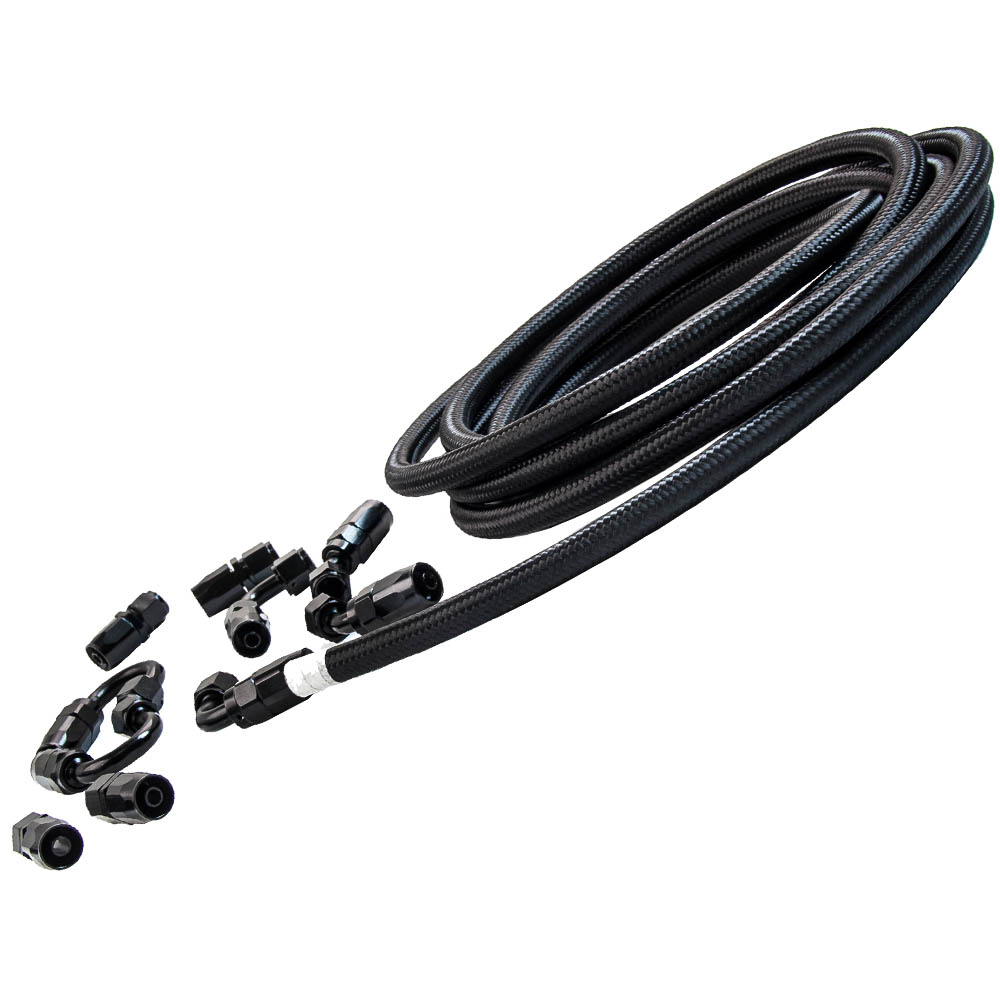 AN6 Kit de Tuyau de carburant huile tressé en nylon d'acier inoxydable 16.4FT