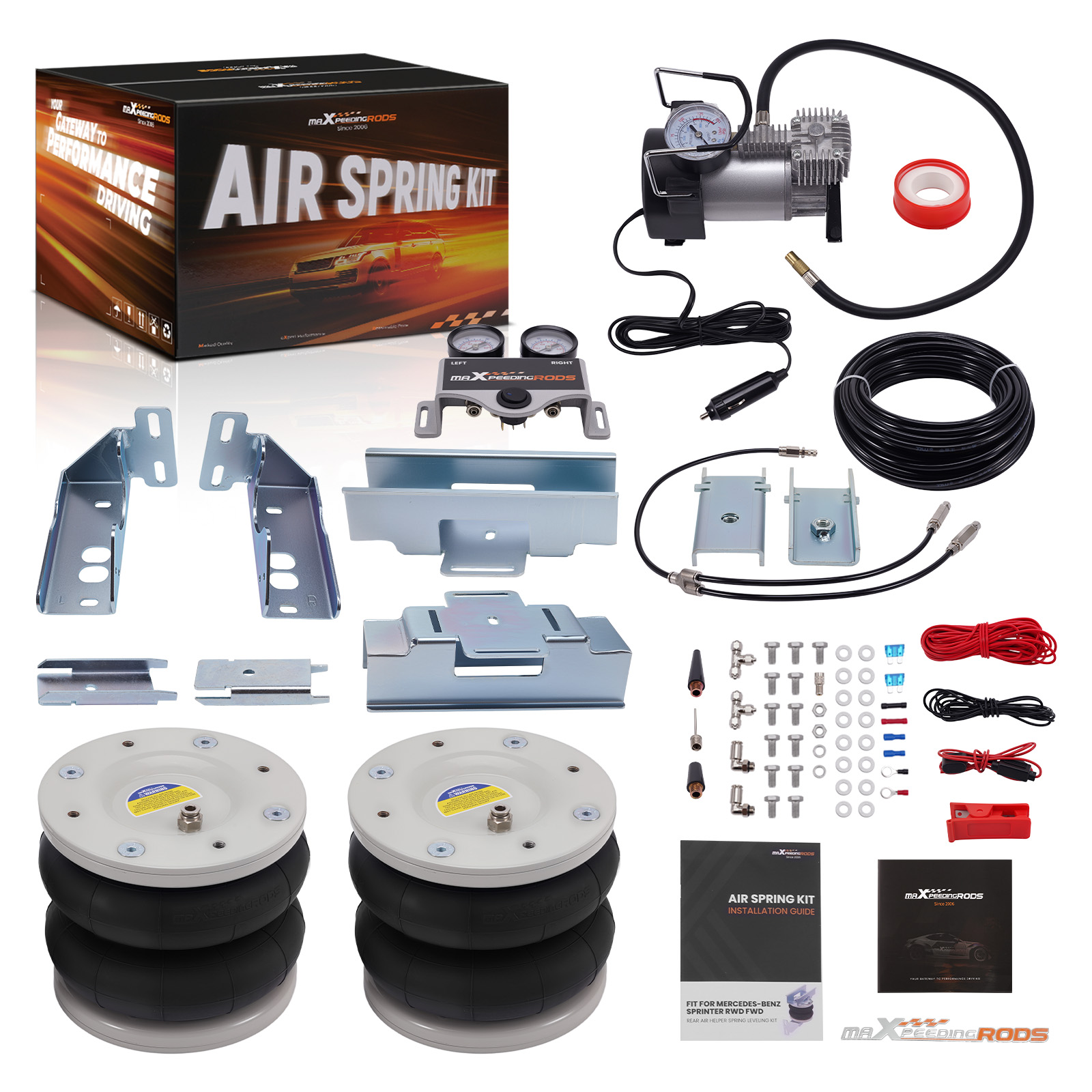 Air Suspension Kit for Mercedes Sprinter 06-20 Simple Roue RWD Manomètre double