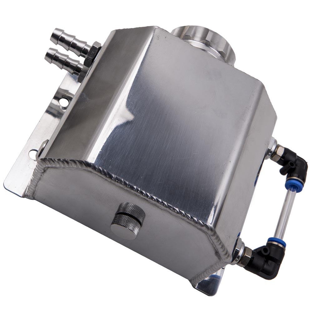 Universal 1L 12mm Coolant Radiator Overflow Recovery Water Tank Bottle Aluminum