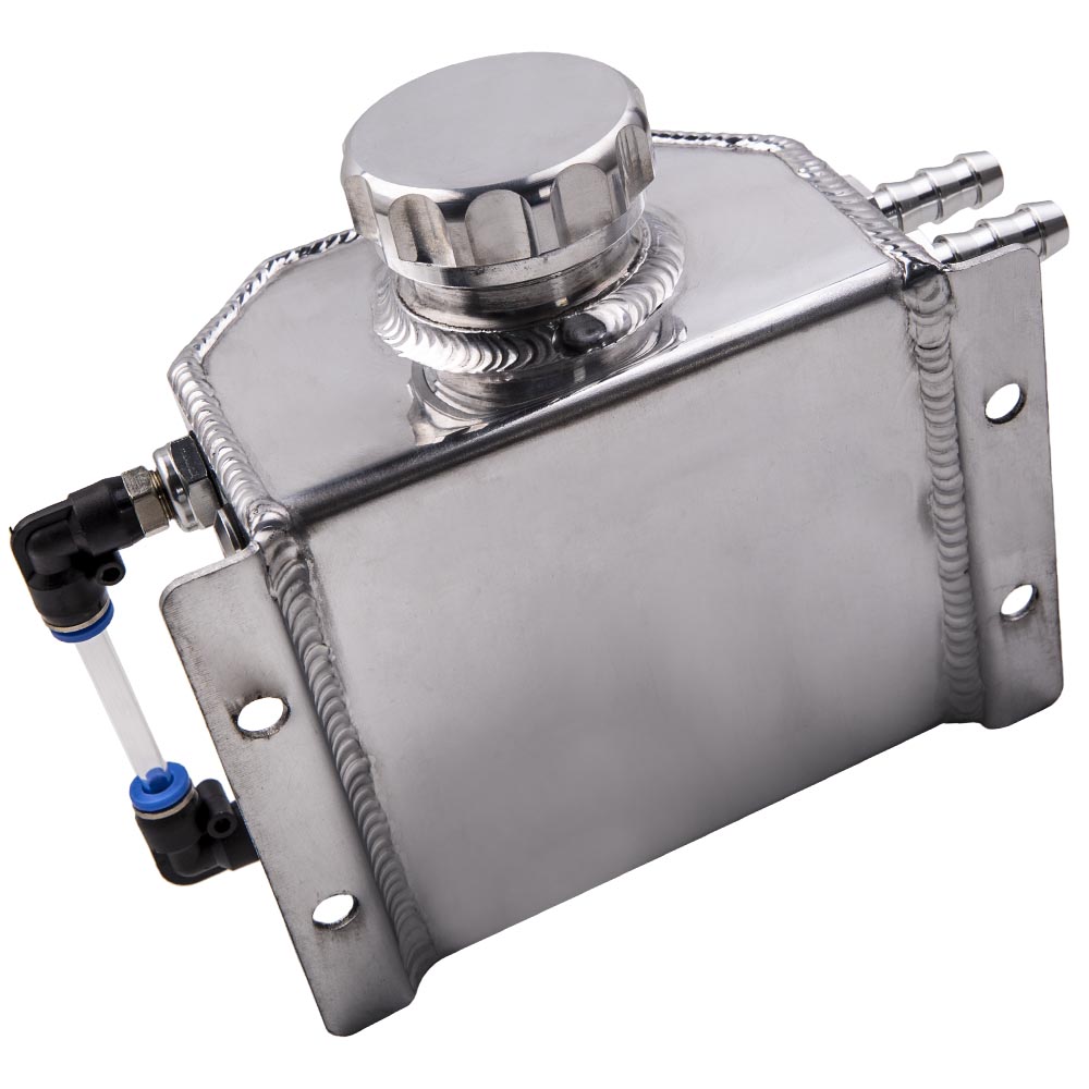 Universal 1L 12mm Coolant Radiator Overflow Recovery Water Tank Bottle Aluminum
