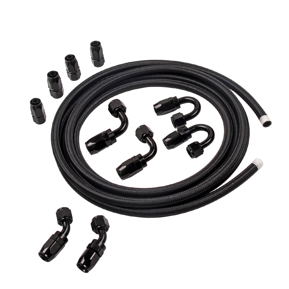 Tuyau de Carburant Tressé en Nylon AN8 avec 10 Pièces Kit de Raccords Garantie
